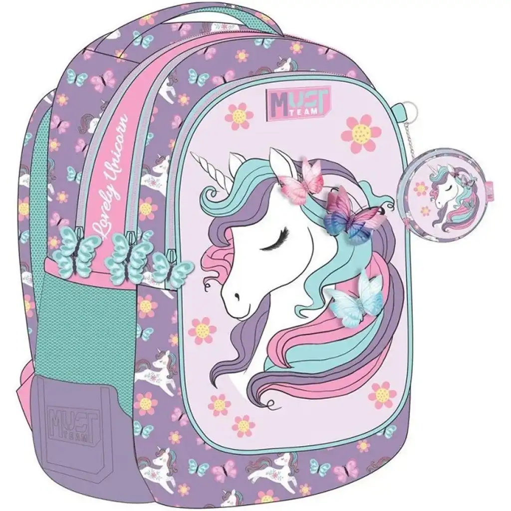 Luna: Must Team Unikornis zaoblený trojkomorový školský batoh, ruksak 32x18x43cm