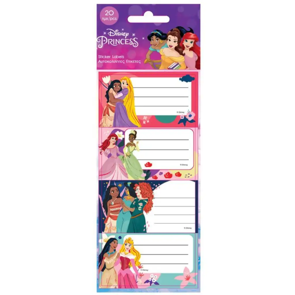 Disney Princess samolepiace štítky na zošit 20ks