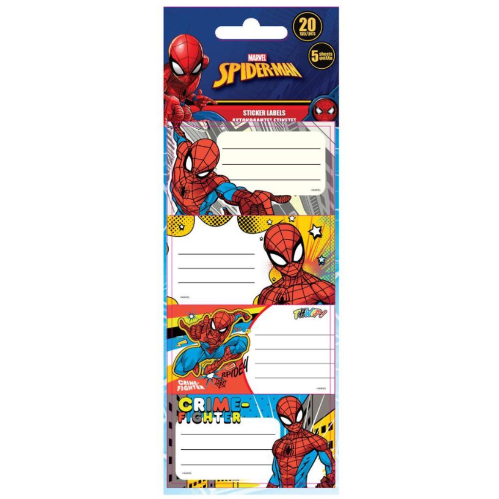 Spider-Man samolepiace štítky na zošit 20ks