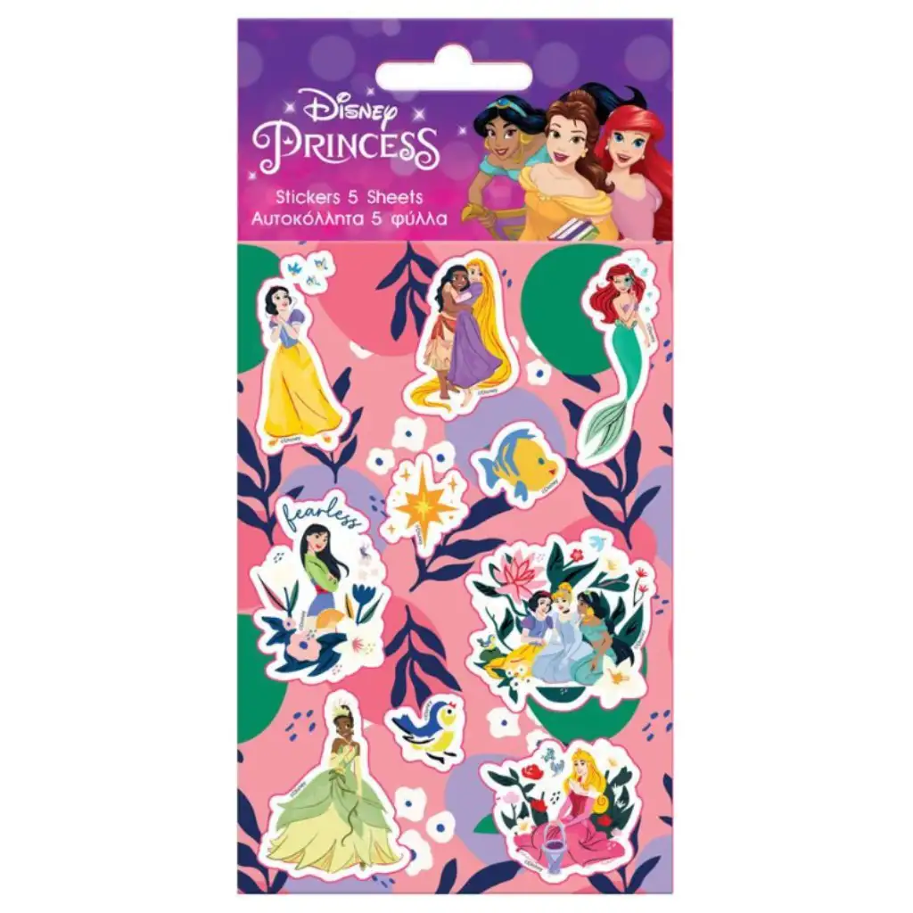 Disney Princess set samolepiacich nálepiek 5ks na 8x12cm hárku