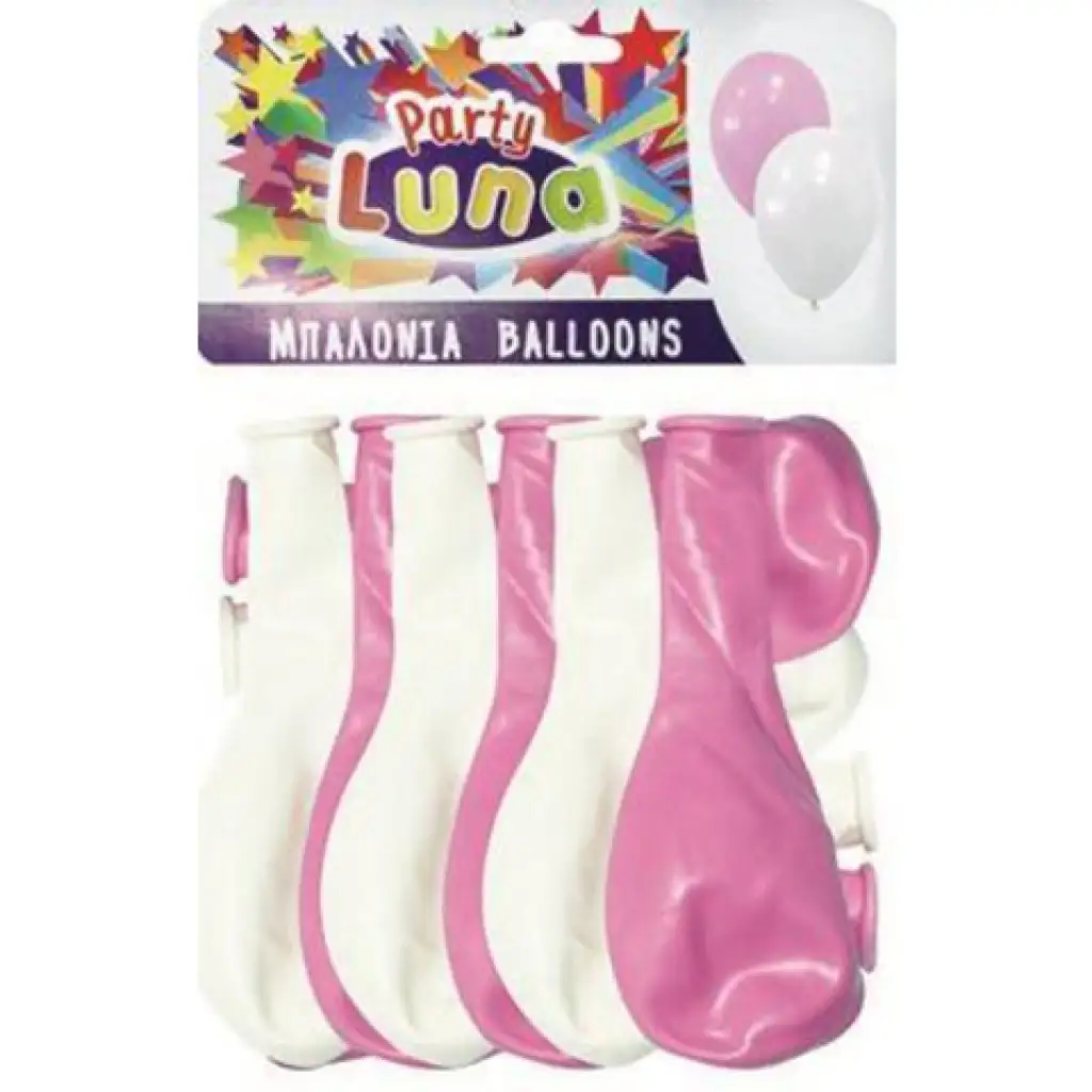 Luna: Párty Balón v ružovej a bielej farbe 24ks