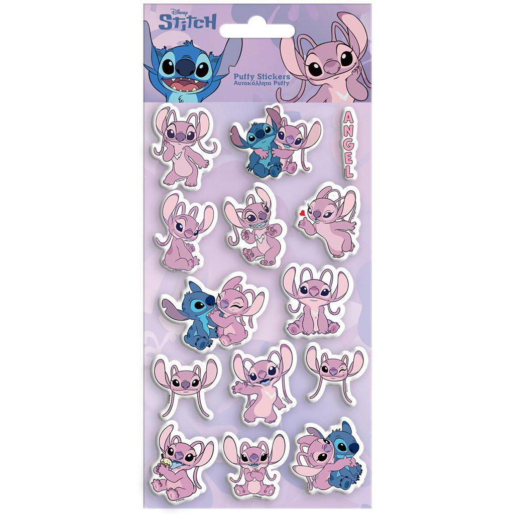 Luna: Disney Stitch és Angel 3D pufi matrica szett 10x22cm-es íven kép 1