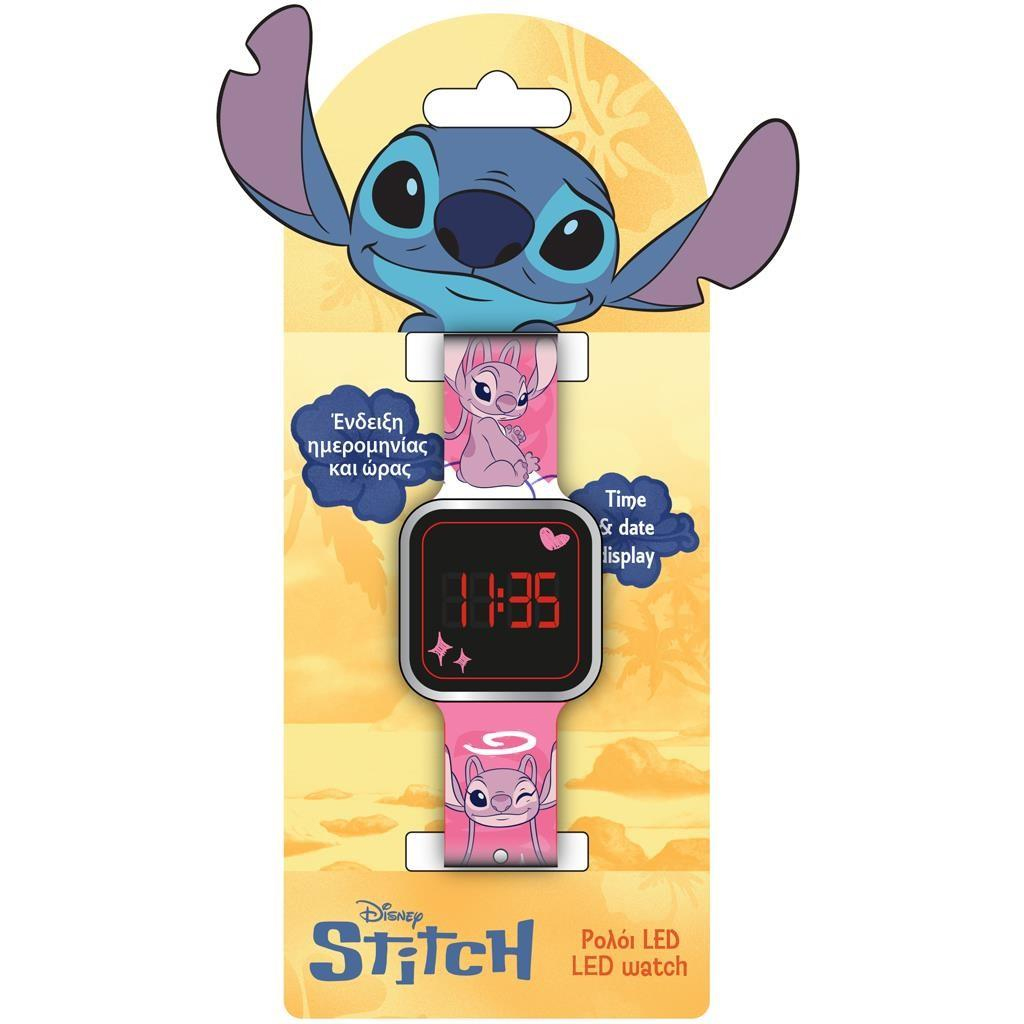 Luna: Disney Stitch és Angel rózsaszín LED-es karóra kép 1