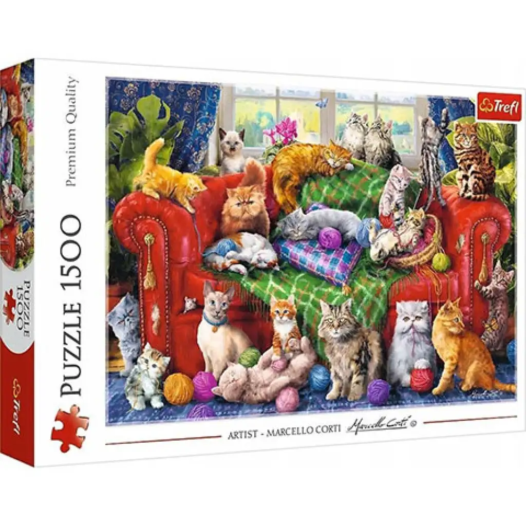 Mačičky na gauči 1500 dielne puzzle - Trefl