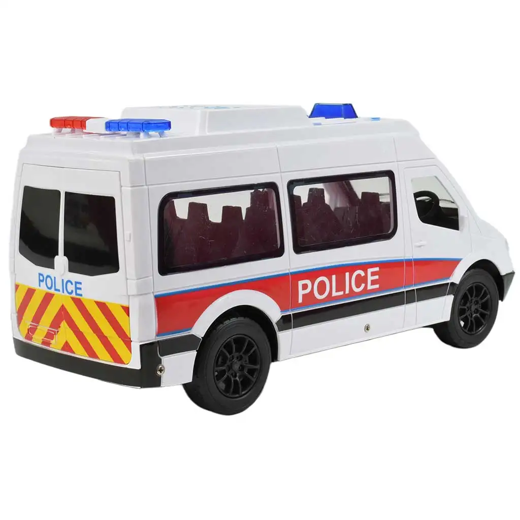 RC Távirányítós fehér rendőrségi kisbusz fényeffektekkel 2,4GHz 1/12-es méretarány 30cm kép 2