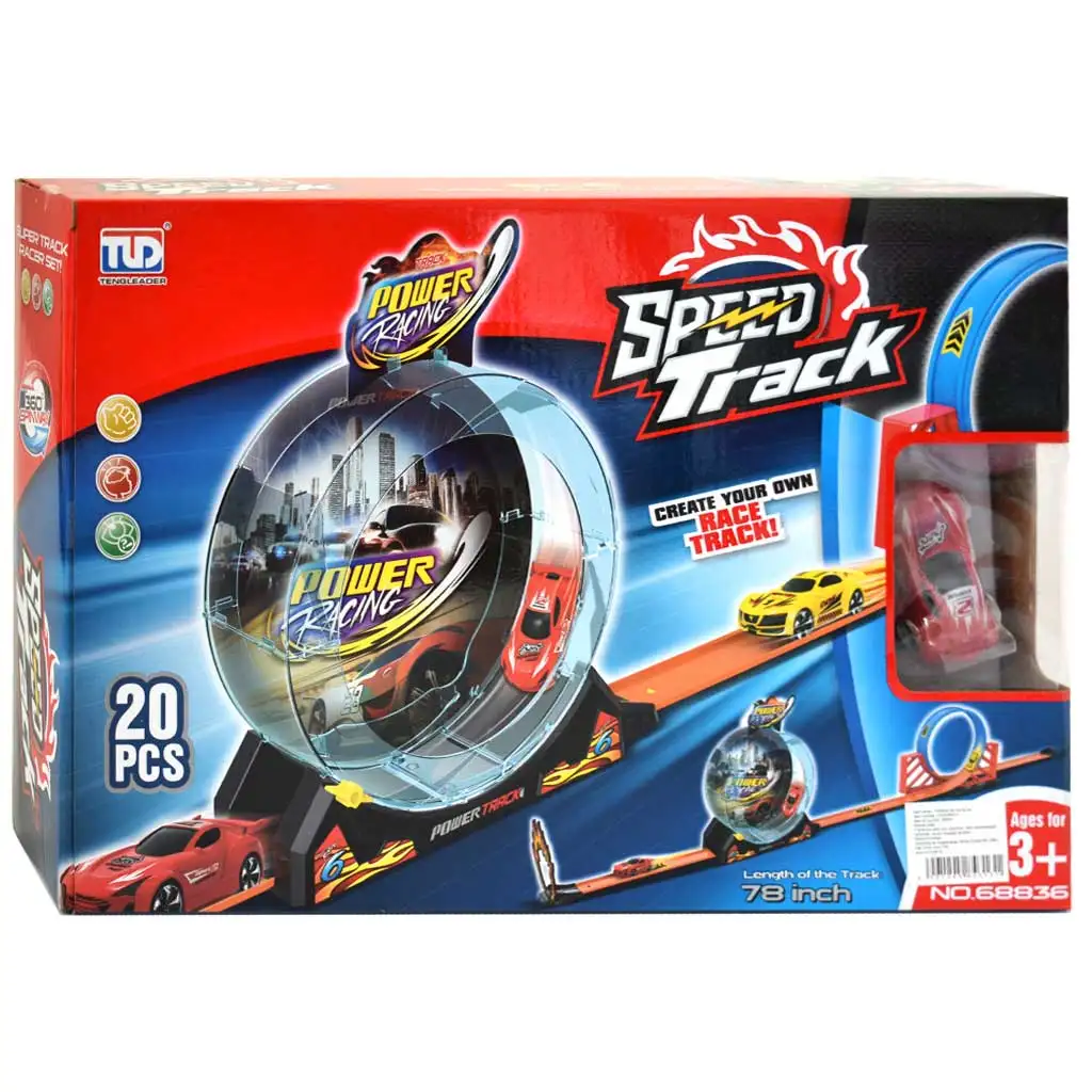 Speed Track 20db-os versenypálya hurokkal és hátrahúzható autóval 1/64 kép 1