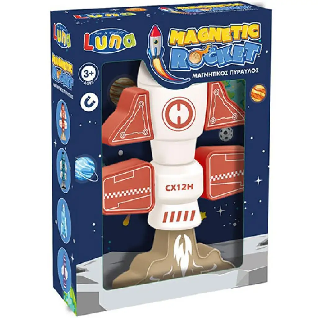 Magnetická raketa v bielej farbe