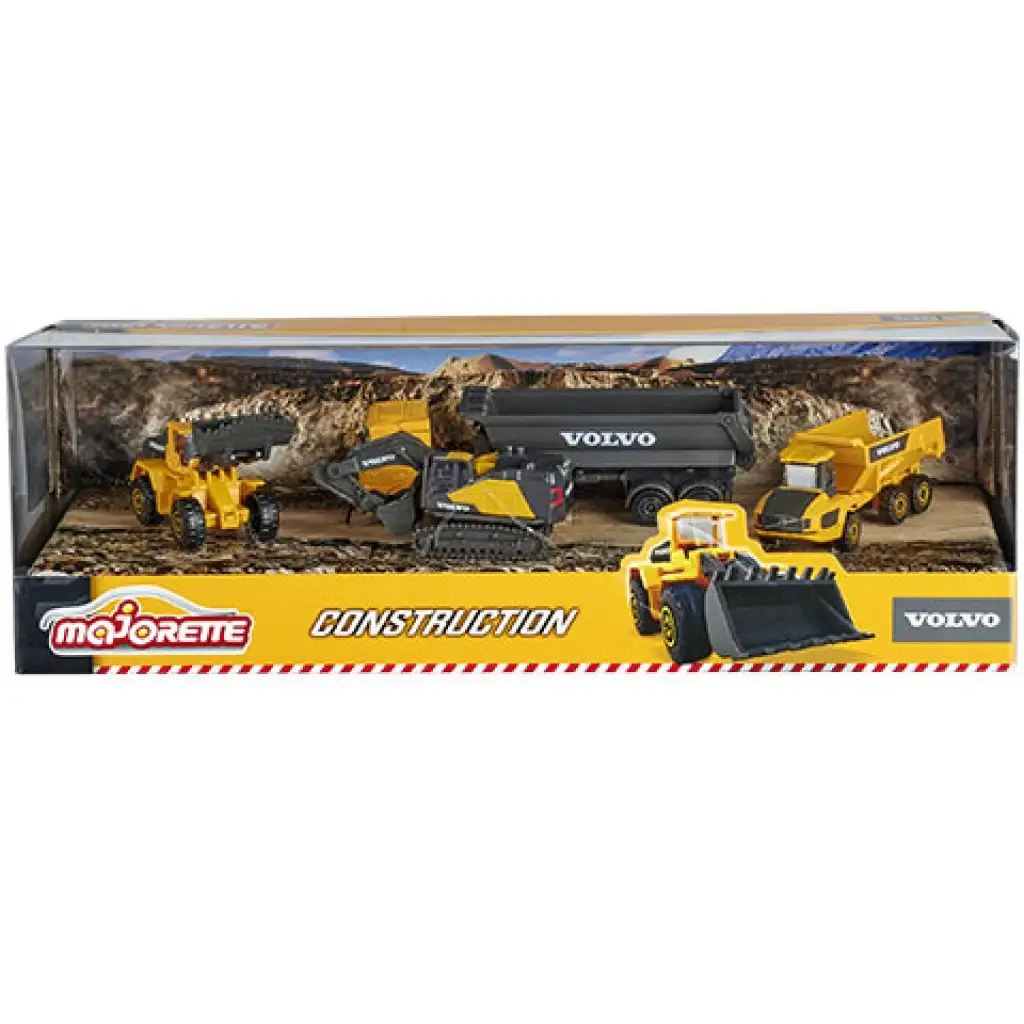 Majorette - Volvo Edition stavebné pracovné stroje 4 dielny set - Simba Toys