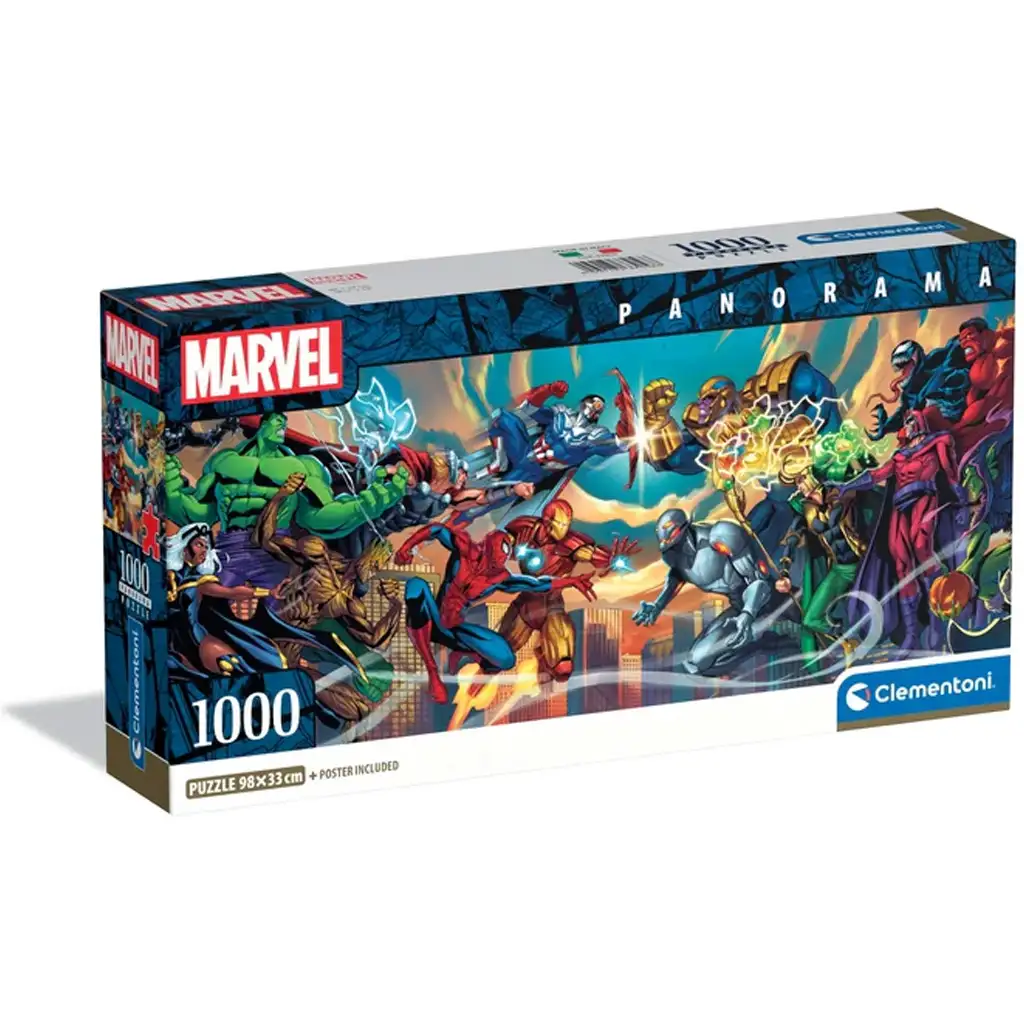 Marvel hrdinovia 1000-dielna panoramatická puzzle s plagátom - Clementoni