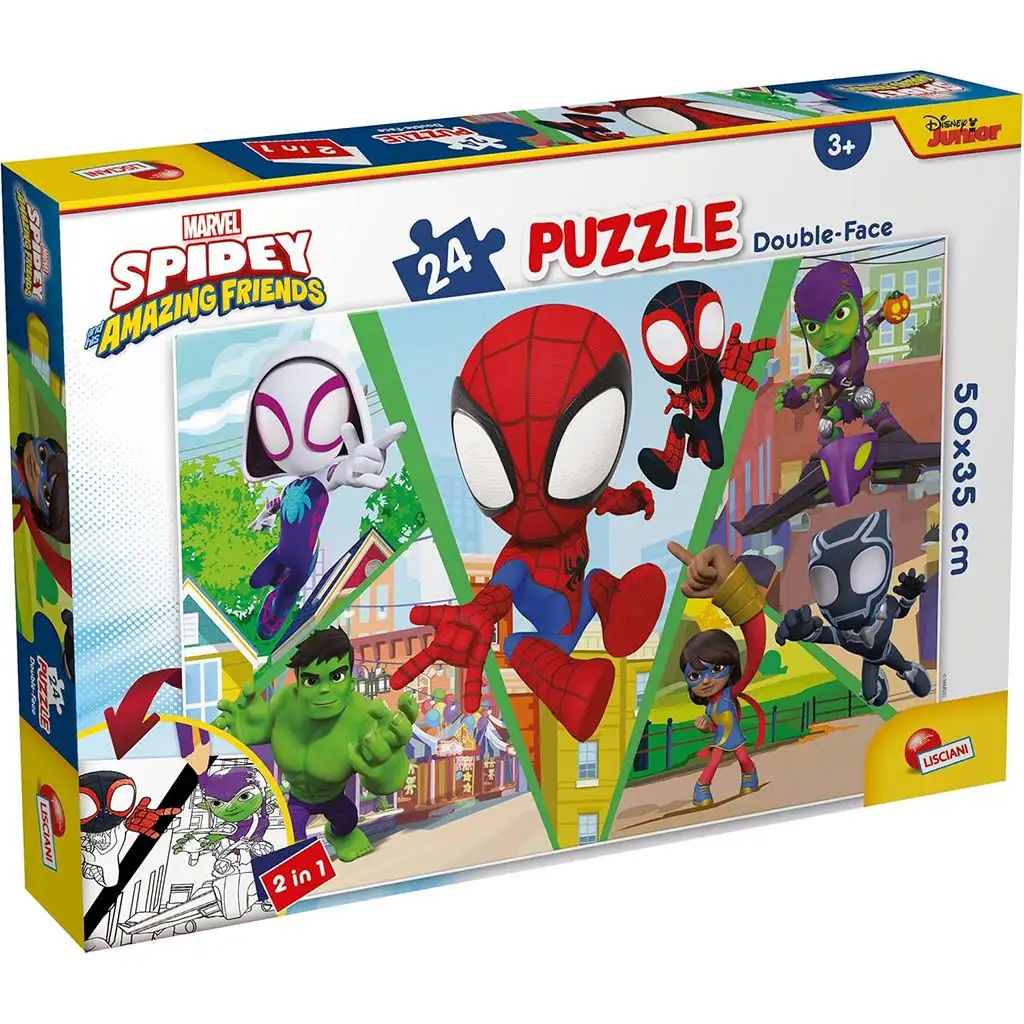 Marvel Spidey bojuje 2 v 1 24-dielne puzzle a omaľovánka 50x35cm - Lisciani