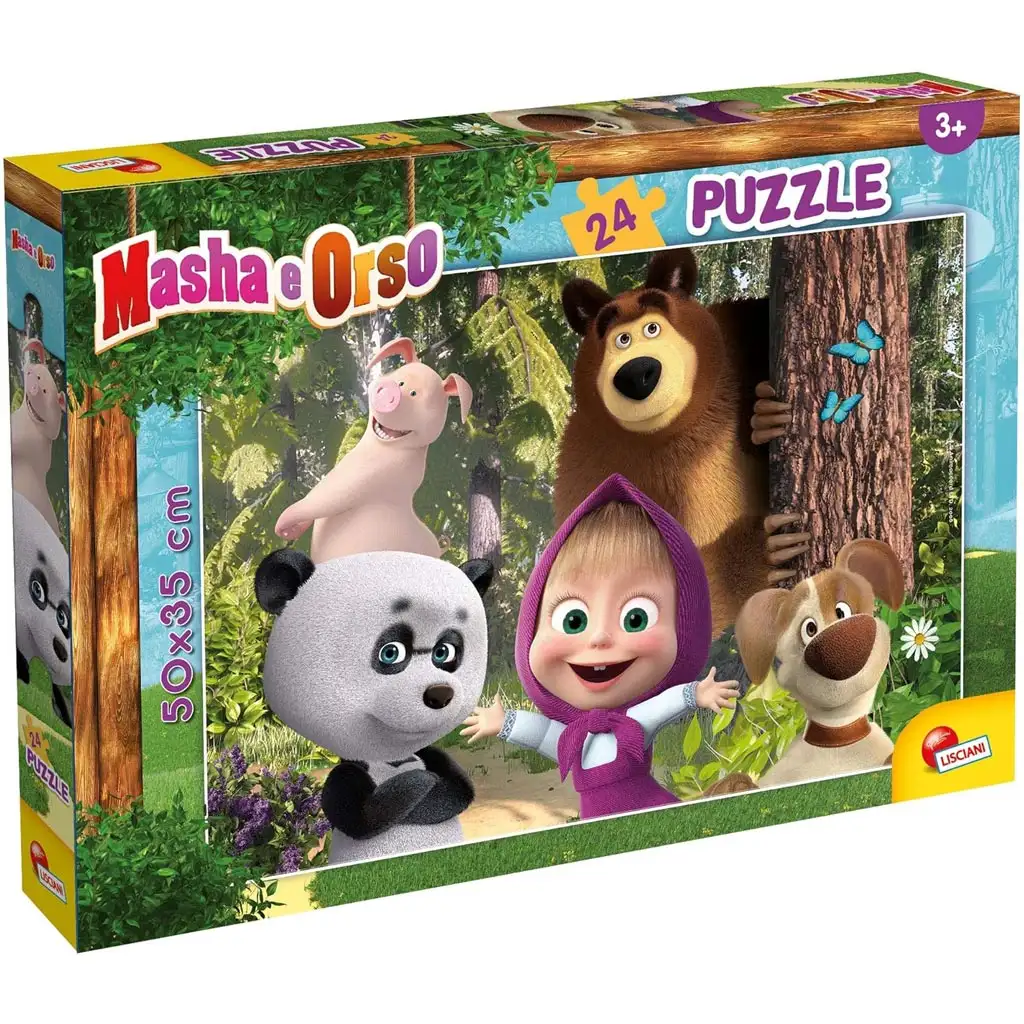 Maša a medveď – priatelia, 24-dielne puzzle, 50x35 cm – Lisciani