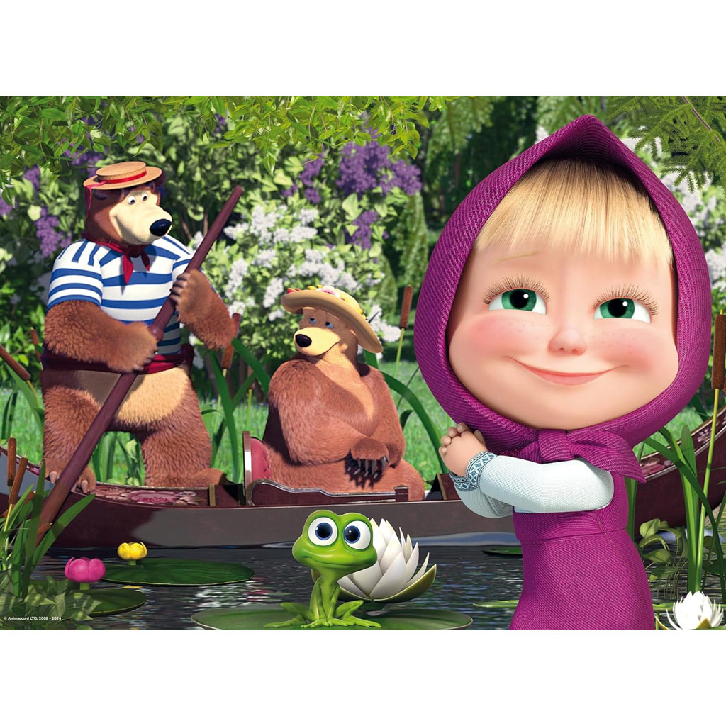 Máša a medve na jazere 2 v 1 24-dielne Eco maxi puzzle a omaľovánka 70x50 cm - Lisciani kép 2