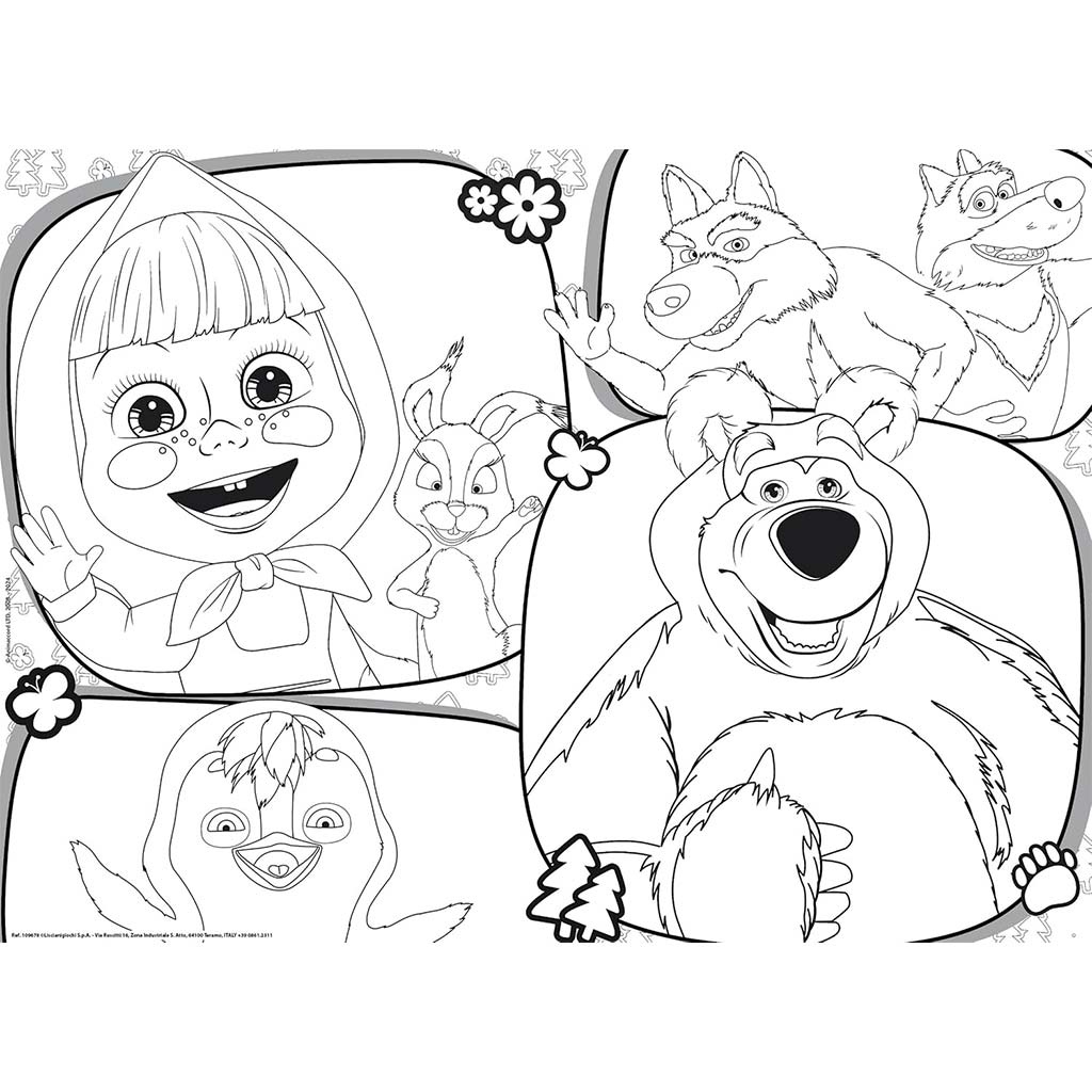 Máša a medve 2 v 1 maxi 24-dielne puzzle a omaľovánka 70x50 cm - Lisciani kép 2