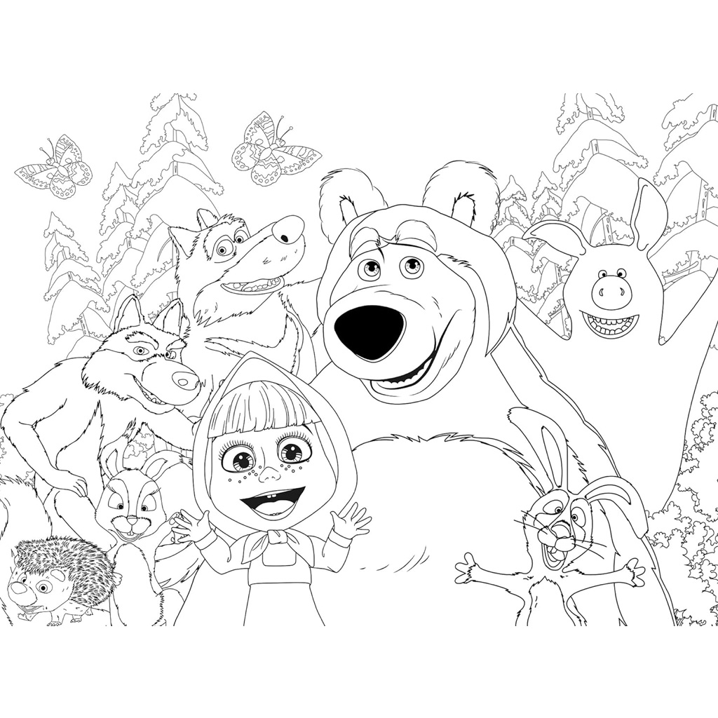 Máša a medve 2 v 1, 60-dielne Eco puzzle a omaľovánka 70x50 cm – Lisciani kép 3