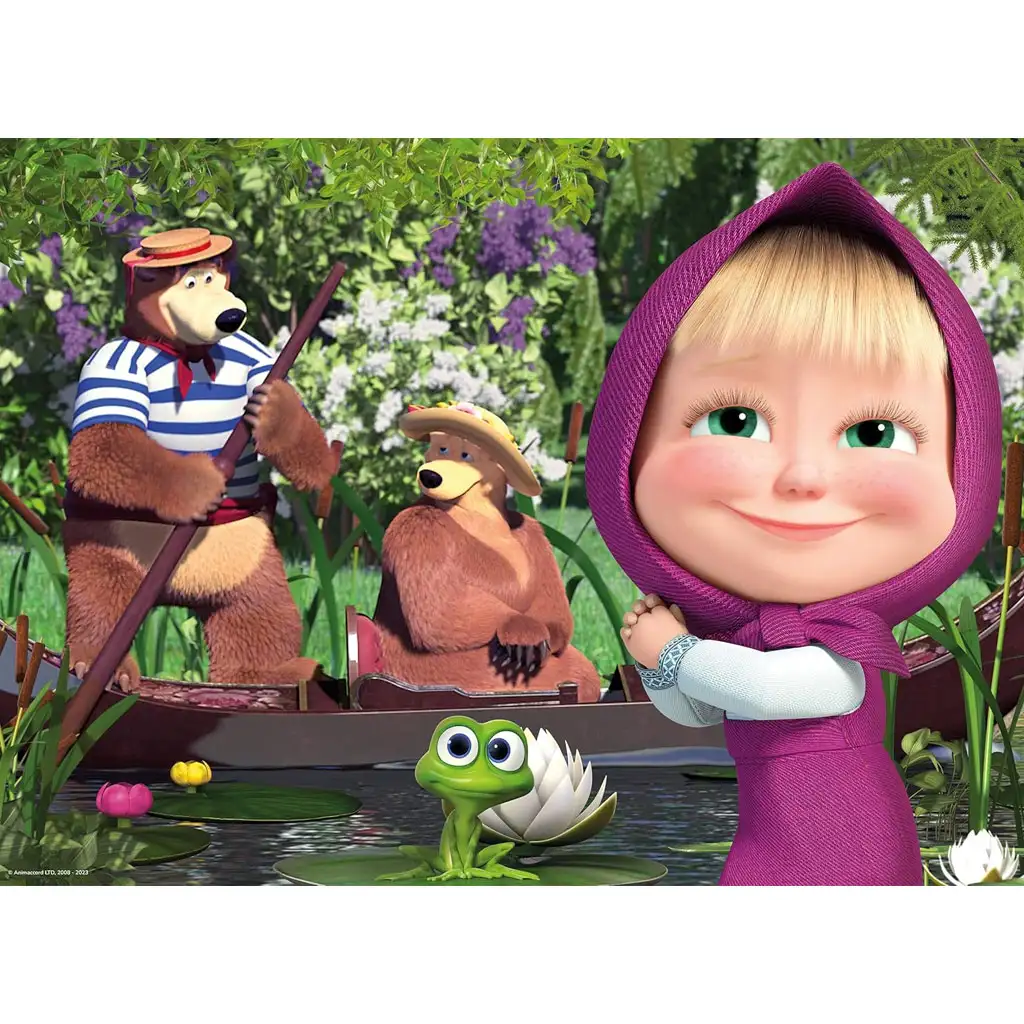 Máša a medve 2 v 1 24-dielne maxi podlahové puzzle a omaľovánka 70x50 cm - Lisciani kép 2