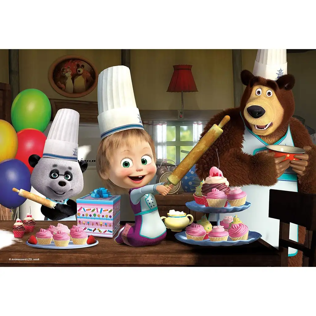 Máša a medve pečenie muffinov 24-dielne puzzle 50x35 cm - Lisciani kép 2
