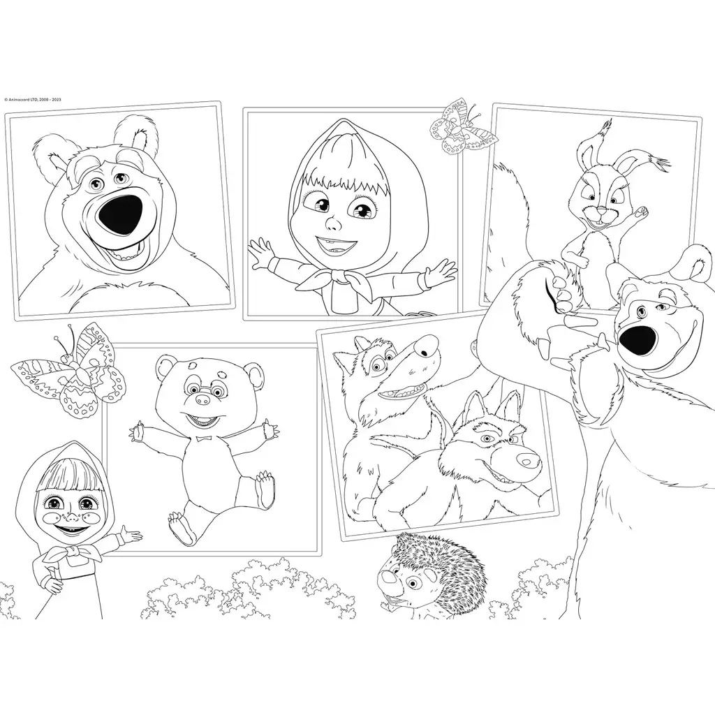 Maša a medve obrázky 2 v 1, 35-dielne maxi podlahové puzzle a omaľovánka 70x50 cm - Lisciani kép 3