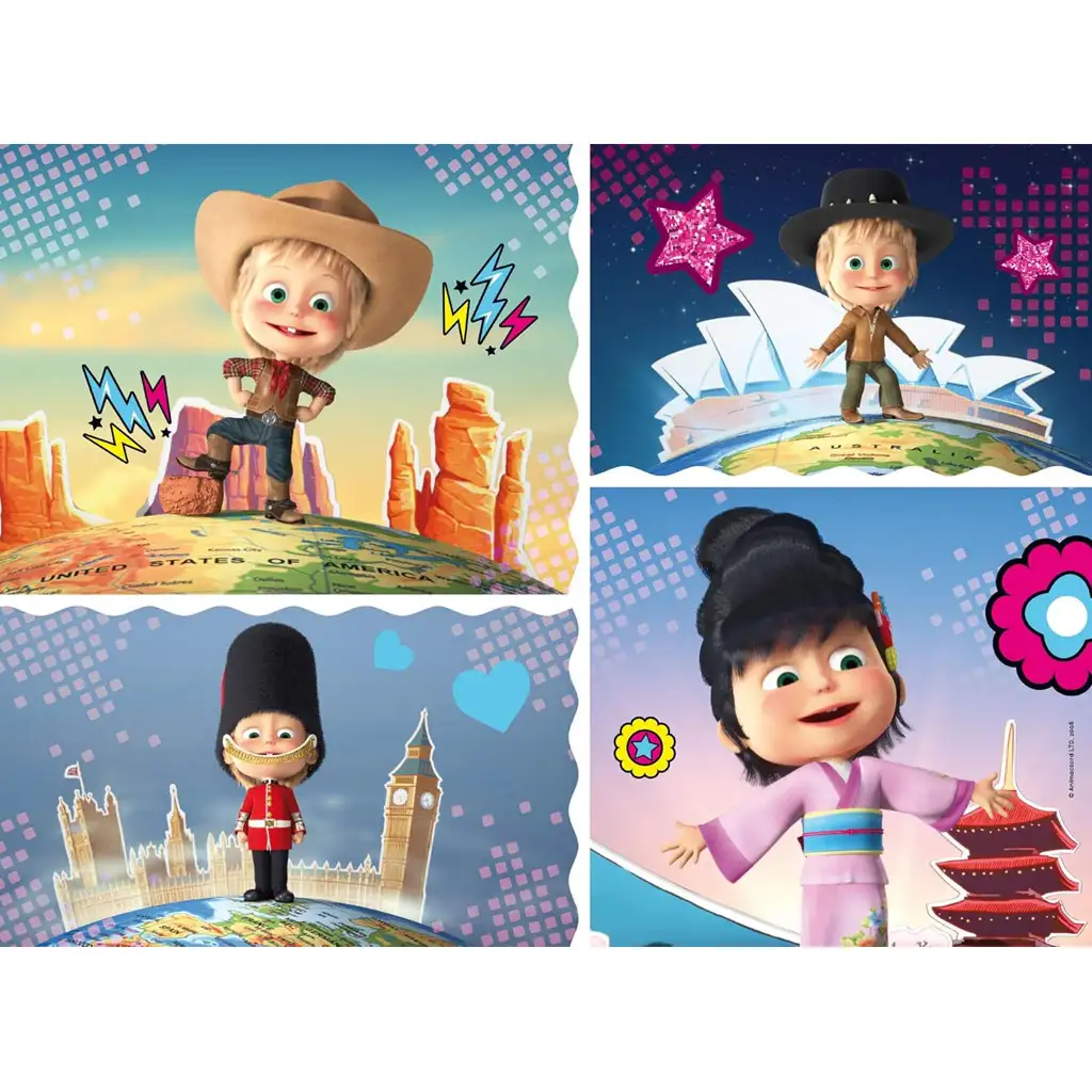 Máša a medveď: Máša spoznáva svet 24-dielna maxi podlahová skladačka 70x50 cm – Lisciani kép 2