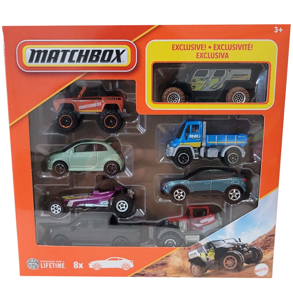 Matchbox: 8-dielna sada autíčok s exkluzívnym vozidlom GHE-O Rescue - Mattel