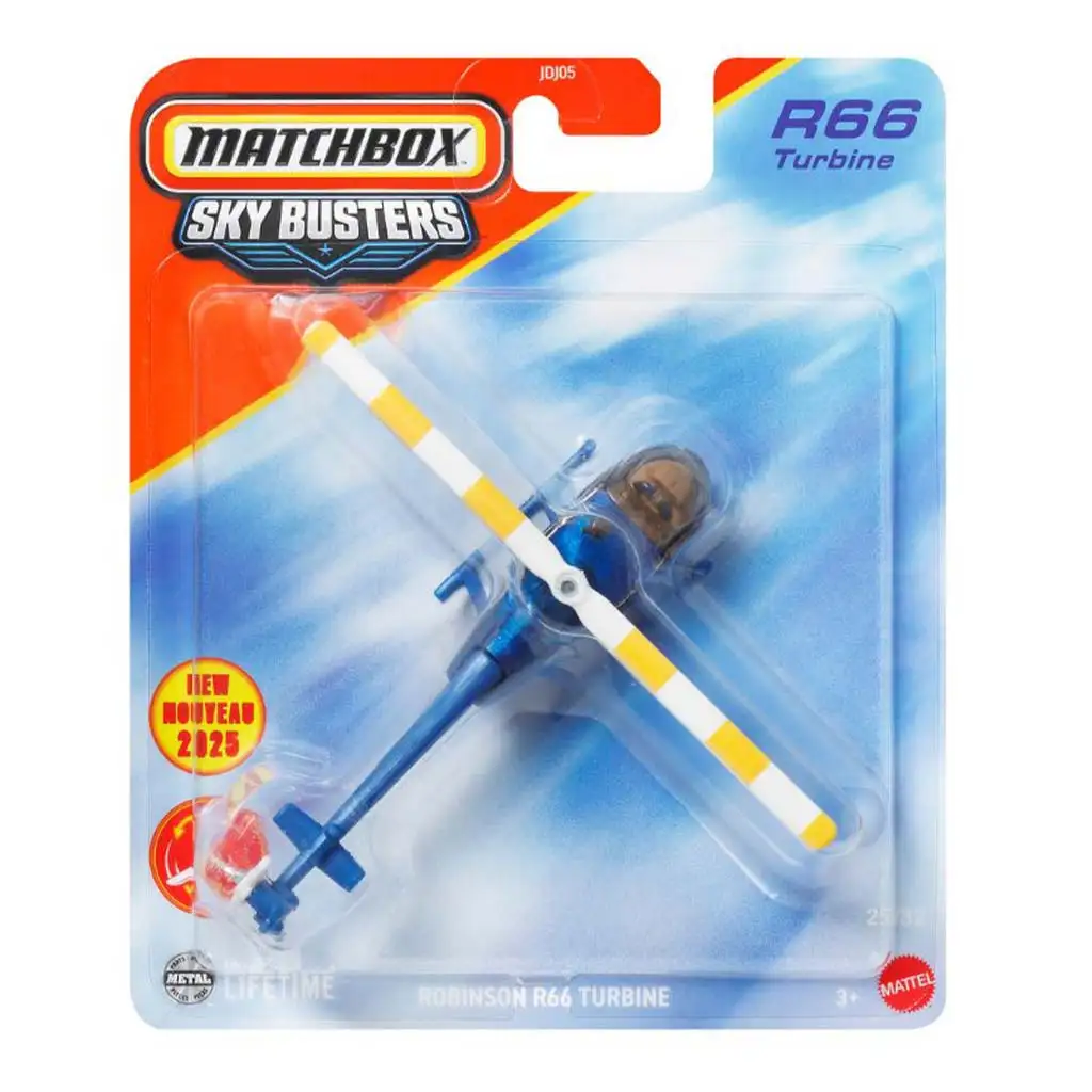 Matchbox Sky Busters: Robinson R66 Turbine lietadlový model 1/64 - Mattel