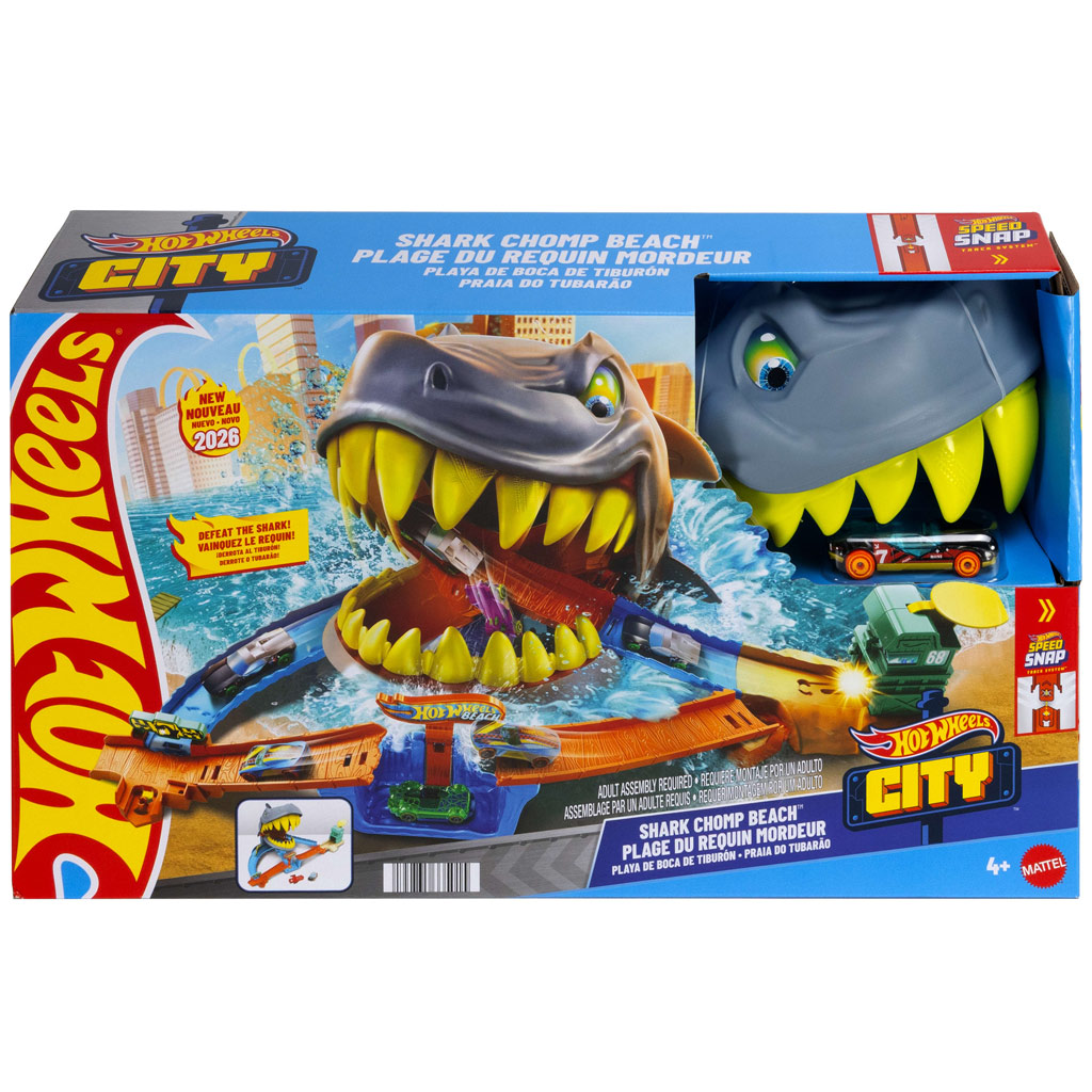 Hot Wheels: Útok žraloka – dráhová sada s autíčkom - Mattel