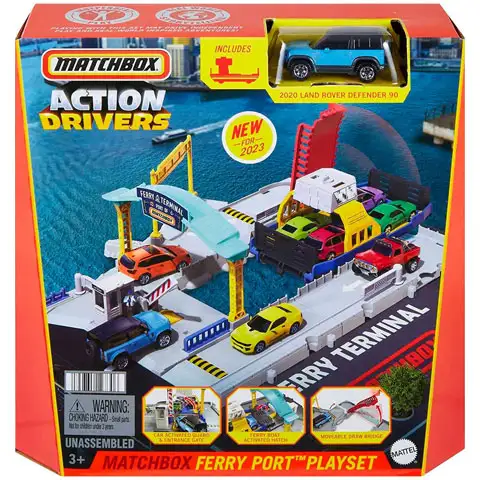 Matchbox: Prístav trajektov hrací set s autíčkom - Mattel