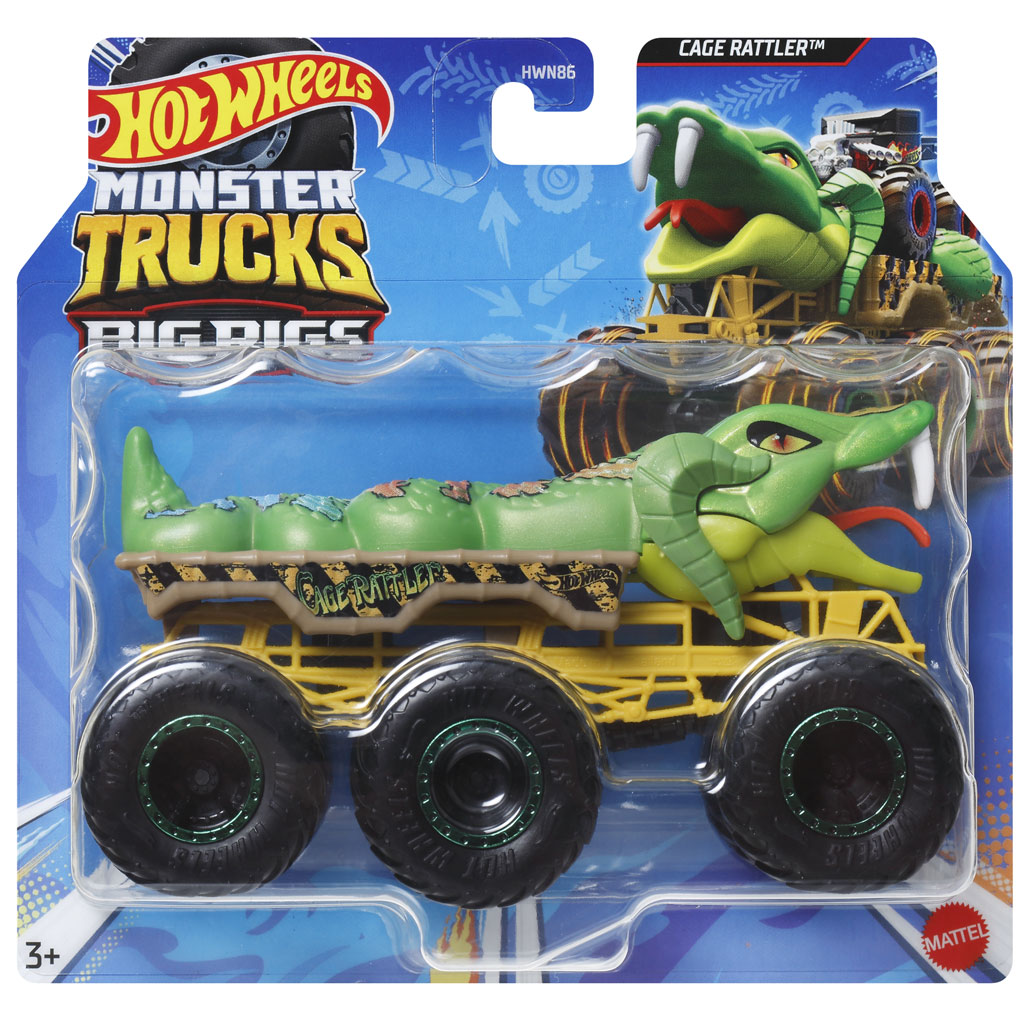 Hot Wheels Monster Trucks: Big Rigs Cage Rattler šesťkolesové vozidlo 1:64 - Mattel