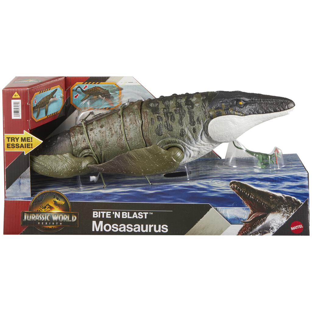 Jurassic World: Znovuzrodenie – Figúrka Bite N Blast Mosasaurus - Mattel