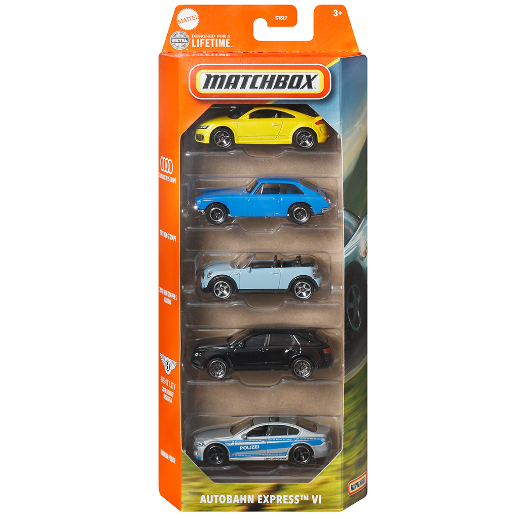 Matchbox: Autobahn Express VI malé autíčka, sada 5 kusov - Mattel