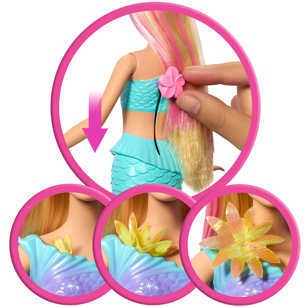 Barbie Dreamtopia: kvetinová čarovná morská panna bábika – Mattel kép 4