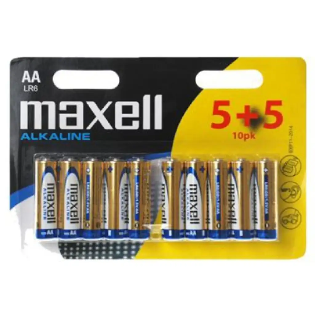 Maxell: Alkalické stužkové batérie 1.5V AA LR6 5+5ks blisterové balenie
