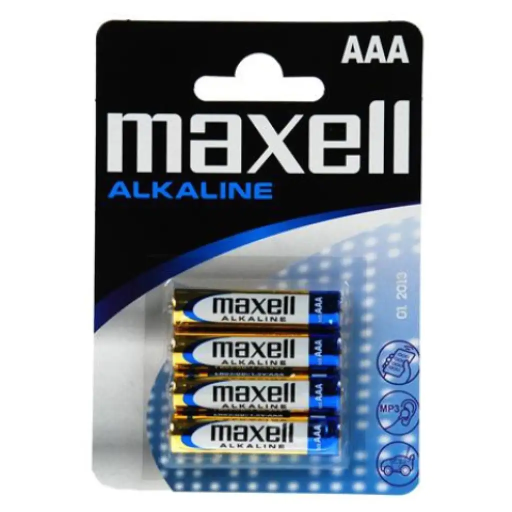 Maxell: Alkalická tenká stužková batéria 1.5V AAA LR03 4ks blisterové balenie