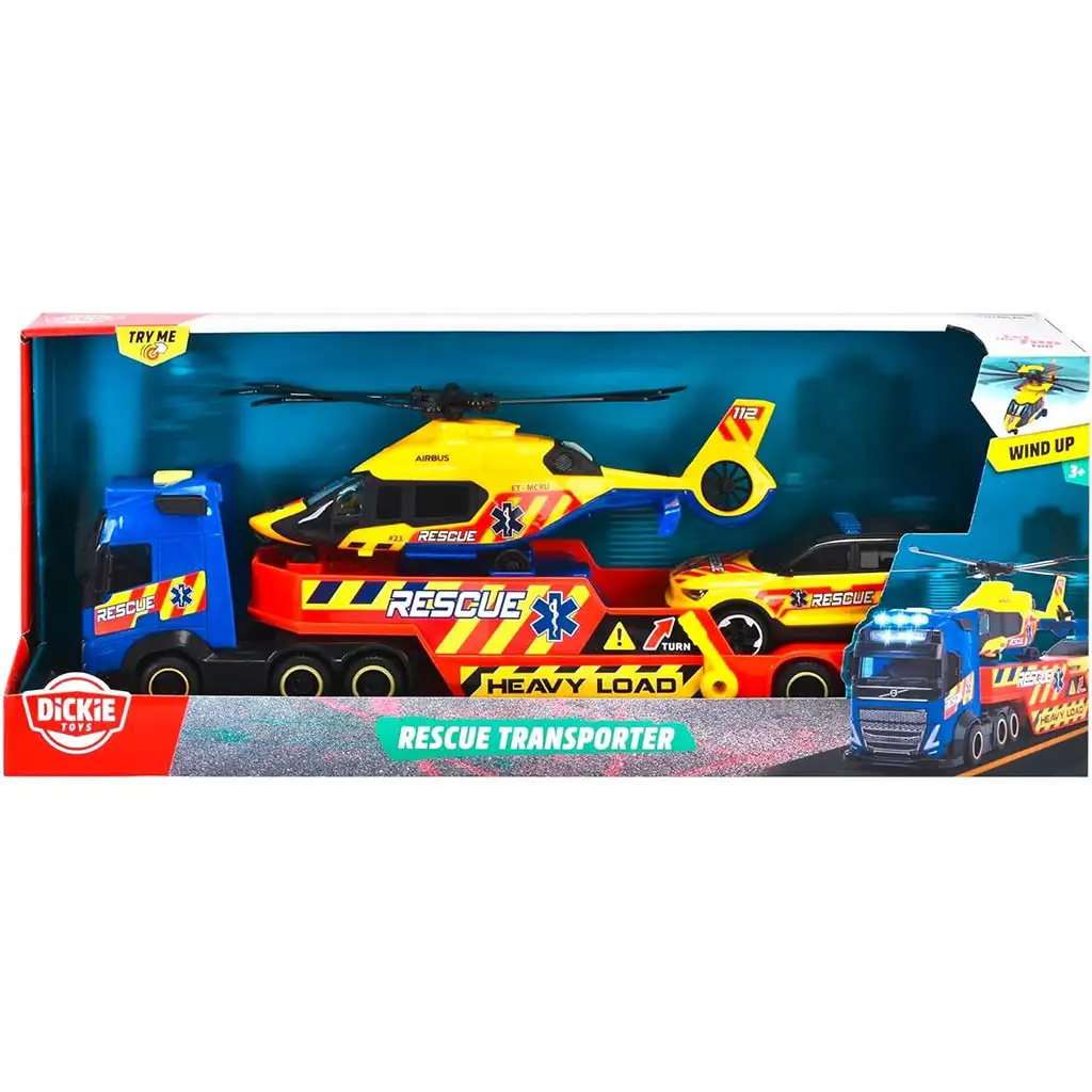 Mentő kamion helikopterrel és autóval - Dickie Toys kép 1