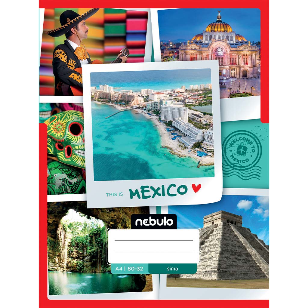 Nebulo: Zošit s pevnou väzbou, hladký, s mexickým vzorom, 80-32, A4