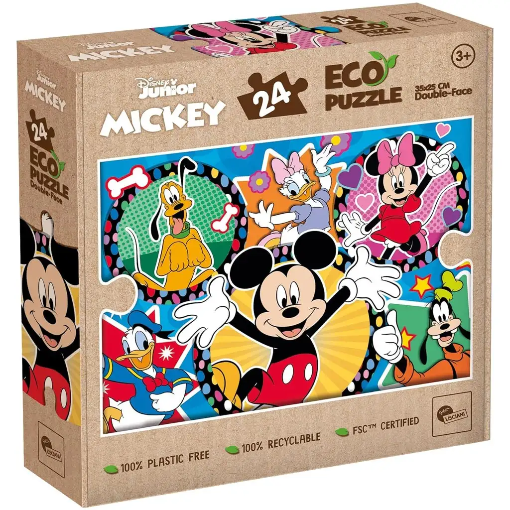 Mickey Egér és barátai 2 az 1-ben 24db-os Eco mini puzzle és színező 35x25cm - Lisciani kép 1