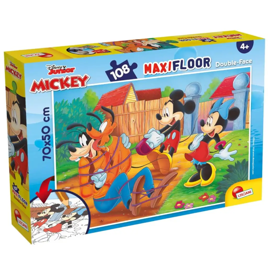 Mickey és barátai 2 az 1-ben 108db-os puzzle és színező 70x50cm - Lisciani kép 1