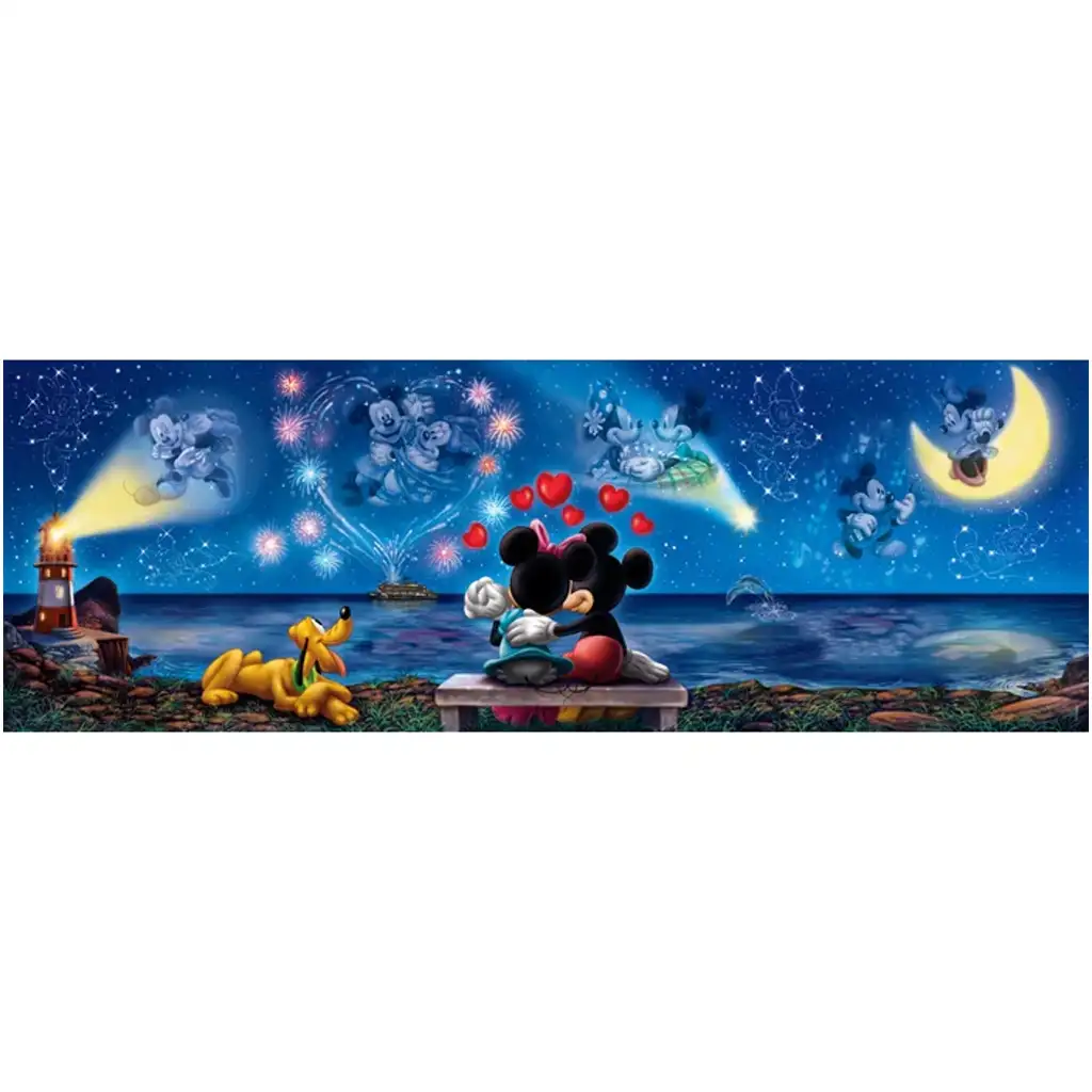 Disney+ - Mickey a Minnie čarovná noc 1000-dielne panoramatické puzzle s plagátom - Clementoni kép 2