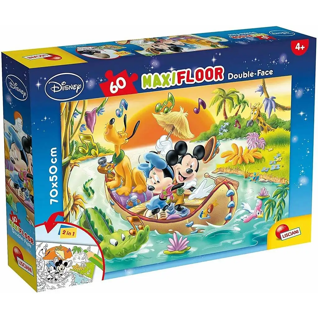 Mickey Mouse 2 v 1 60-dielne maxi puzzle a maľovanka 70x50 cm - Lisciani