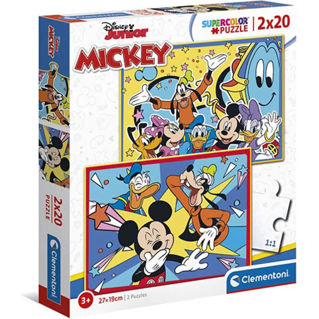Mickey Mouse a priatelia Supercolor puzzle 2v1  2x20ks - Clementoni