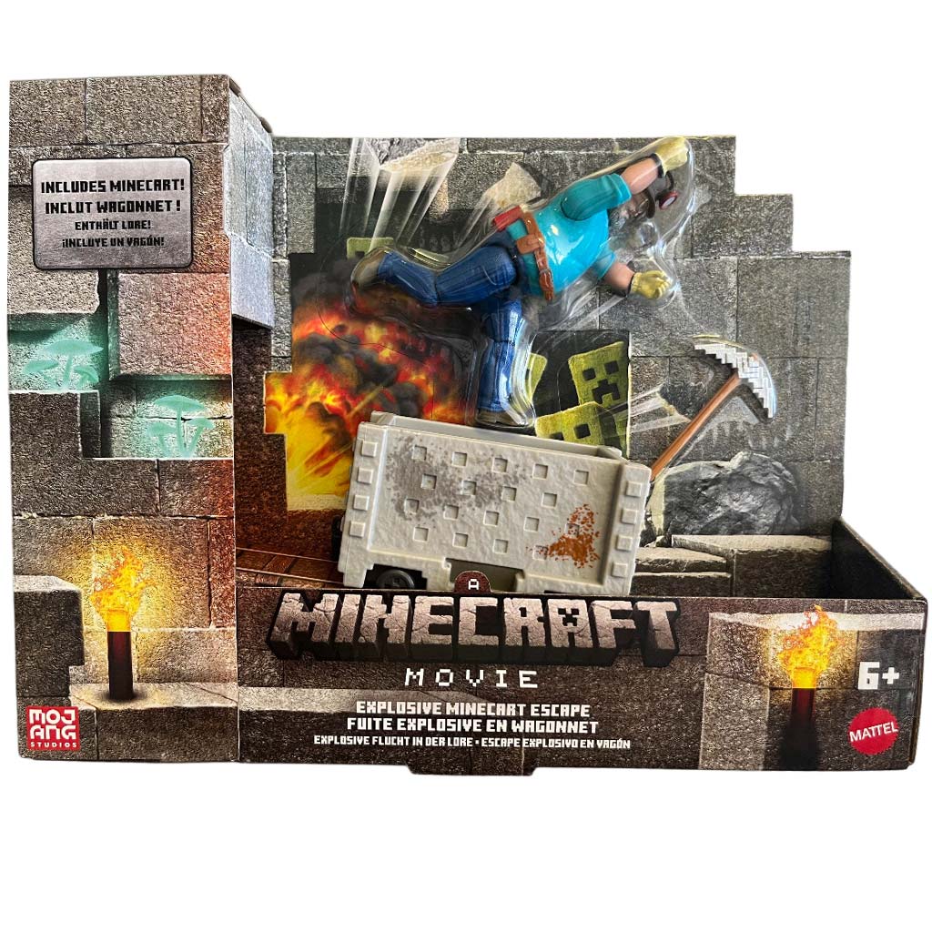 Minecraft A Film - Steve és a bányakocsi játékszett - Mattel kép 1