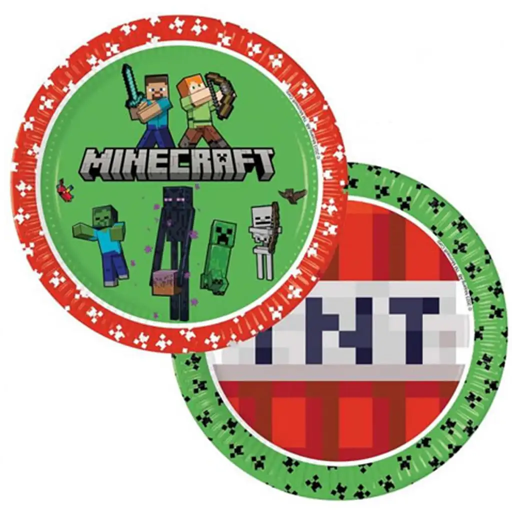 Minecraft 8db-os papírtányér szett 23cm-es kép 1