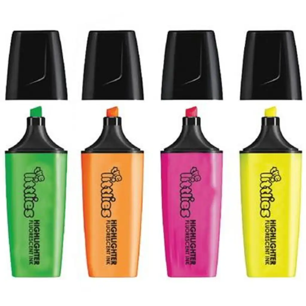 Mini zvýrazňovače, štyri rôzne farby