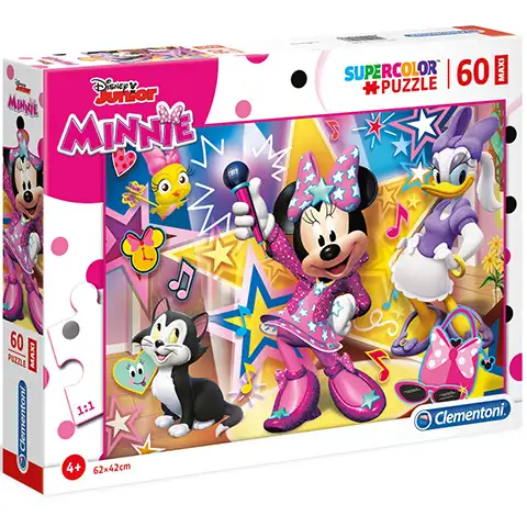 Minnie Mouse a jeho šťastní pomocníci Supercolor Maxi puzzle 60ks - Clementoni