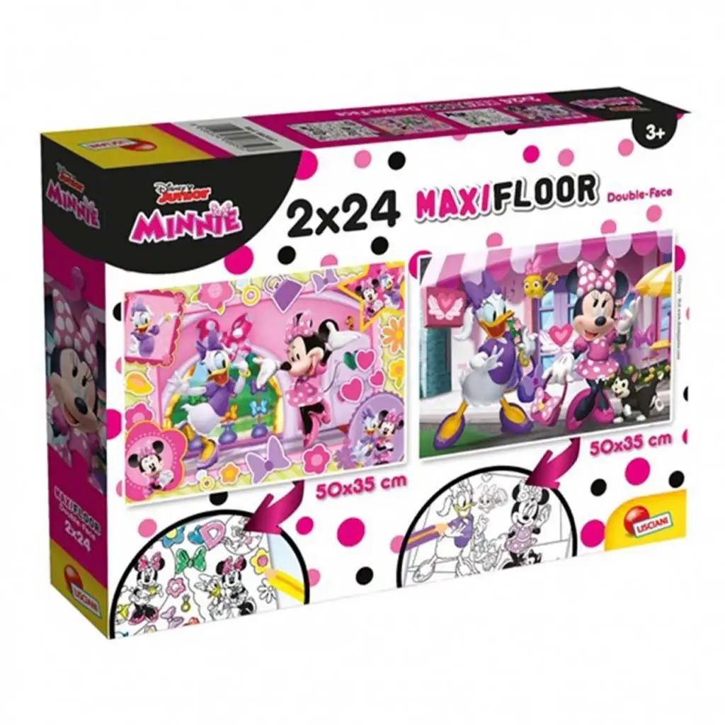Minnie myš 2 v 1 maxi 2x24-dielne puzzle a omaľovánka 50x35 cm - Lisciani