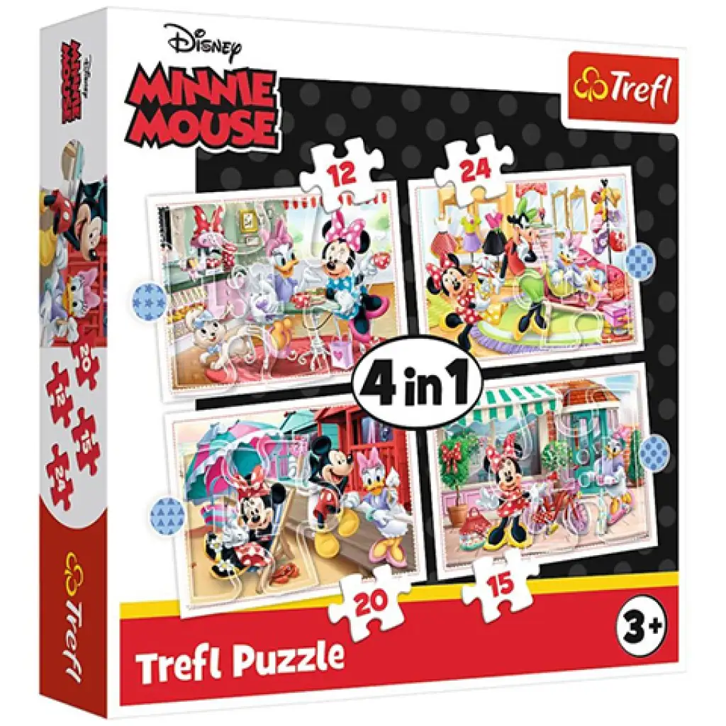 Minnie Mouse a priatelia 12, 15, 20, 24 dielne puzzle 4v1 - Trefl