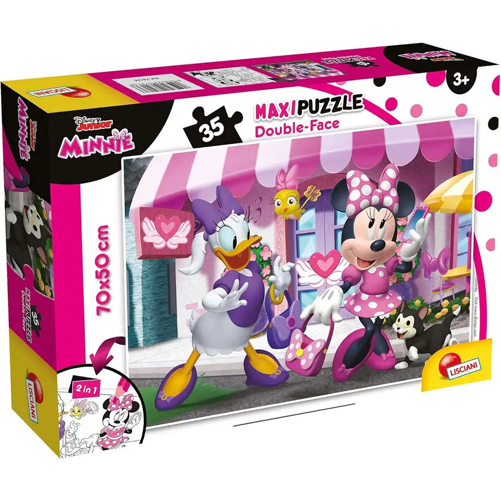 Minnie myška 2 v 1, 35-dielne maxi puzzle a omaľovánka 70x50 cm – Lisciani
