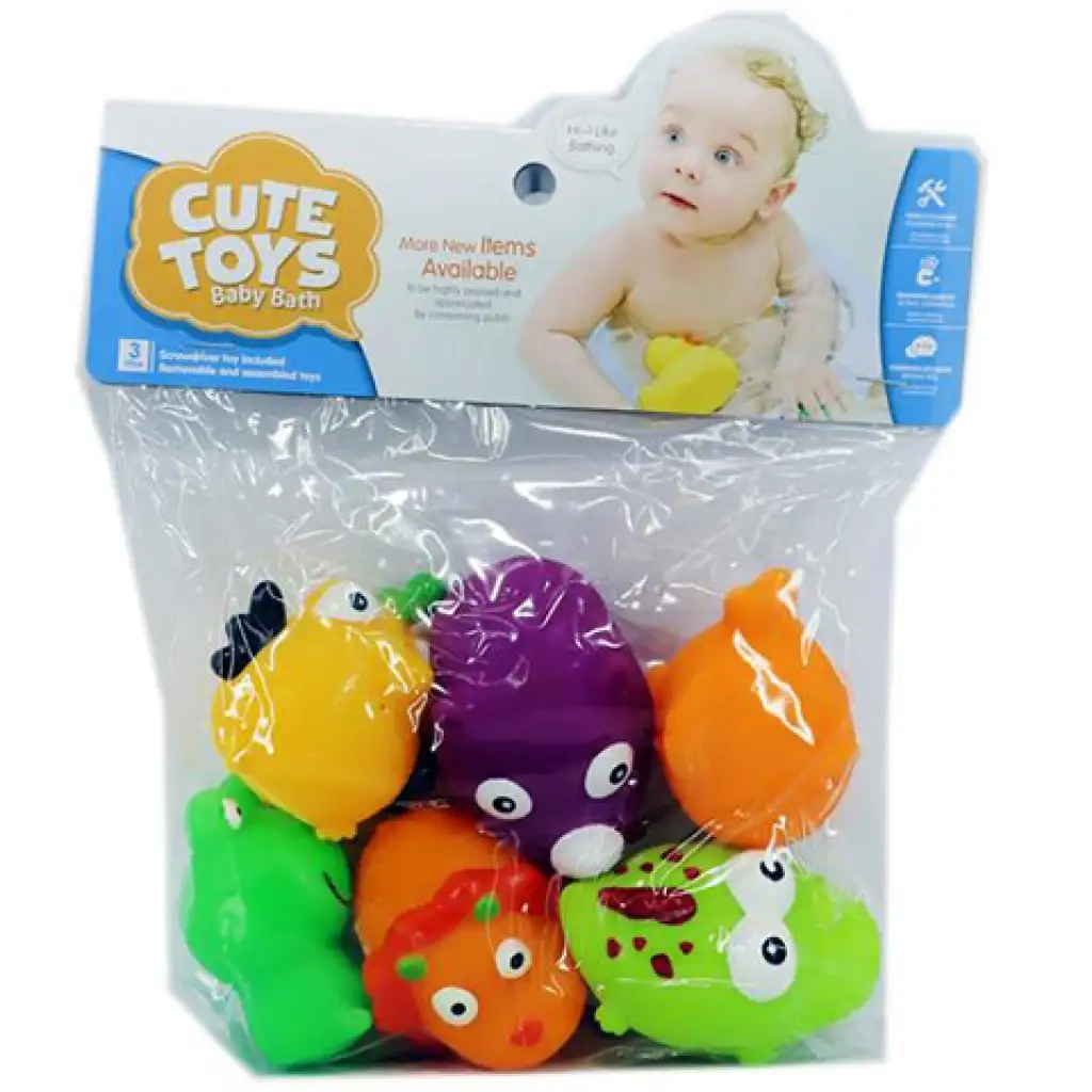 Safari zvieratá, mäkká hračka do kúpeľa 6 dielny set