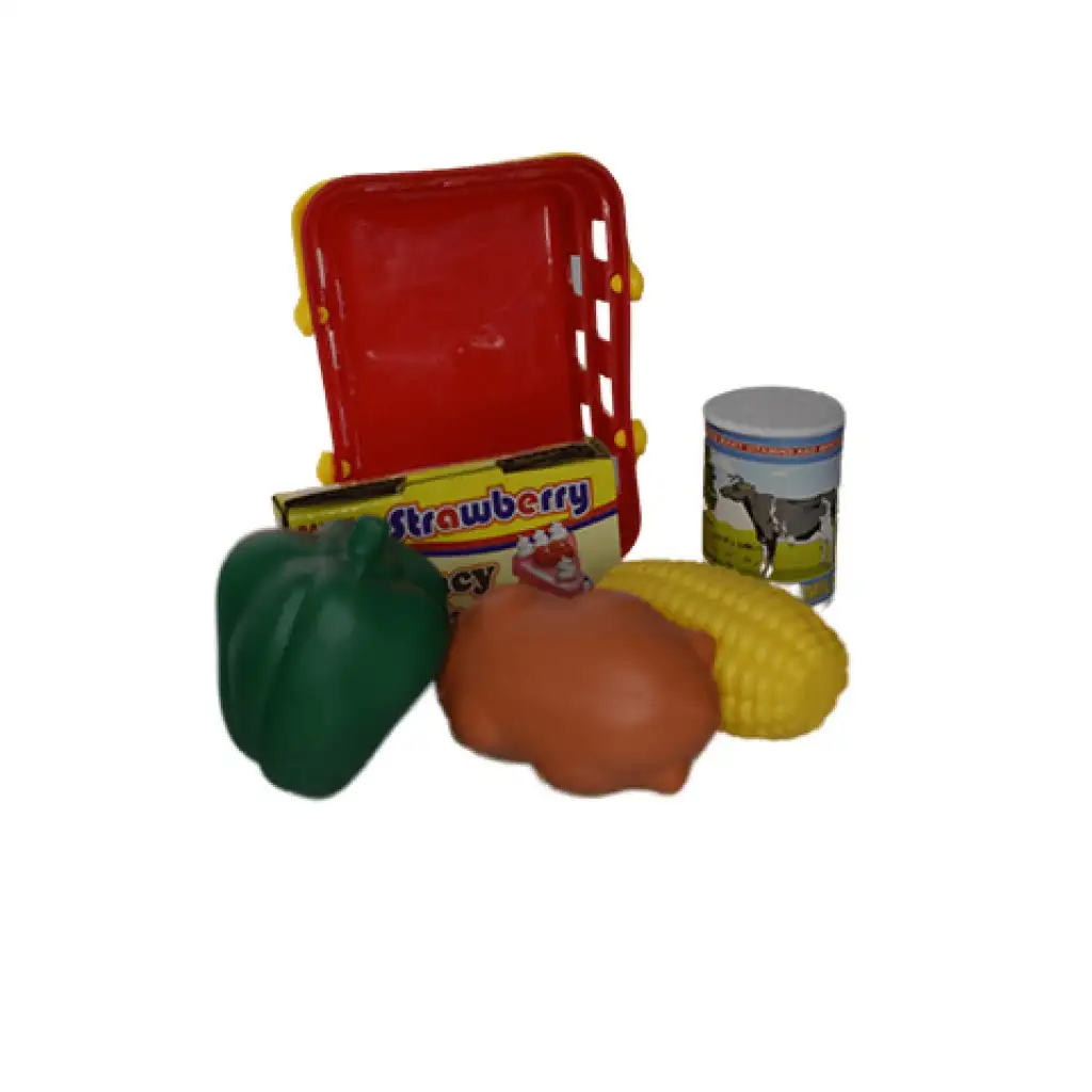 Červená elektrická pokladňa s hracími peniazmi, produktmi a zvukom kép 6