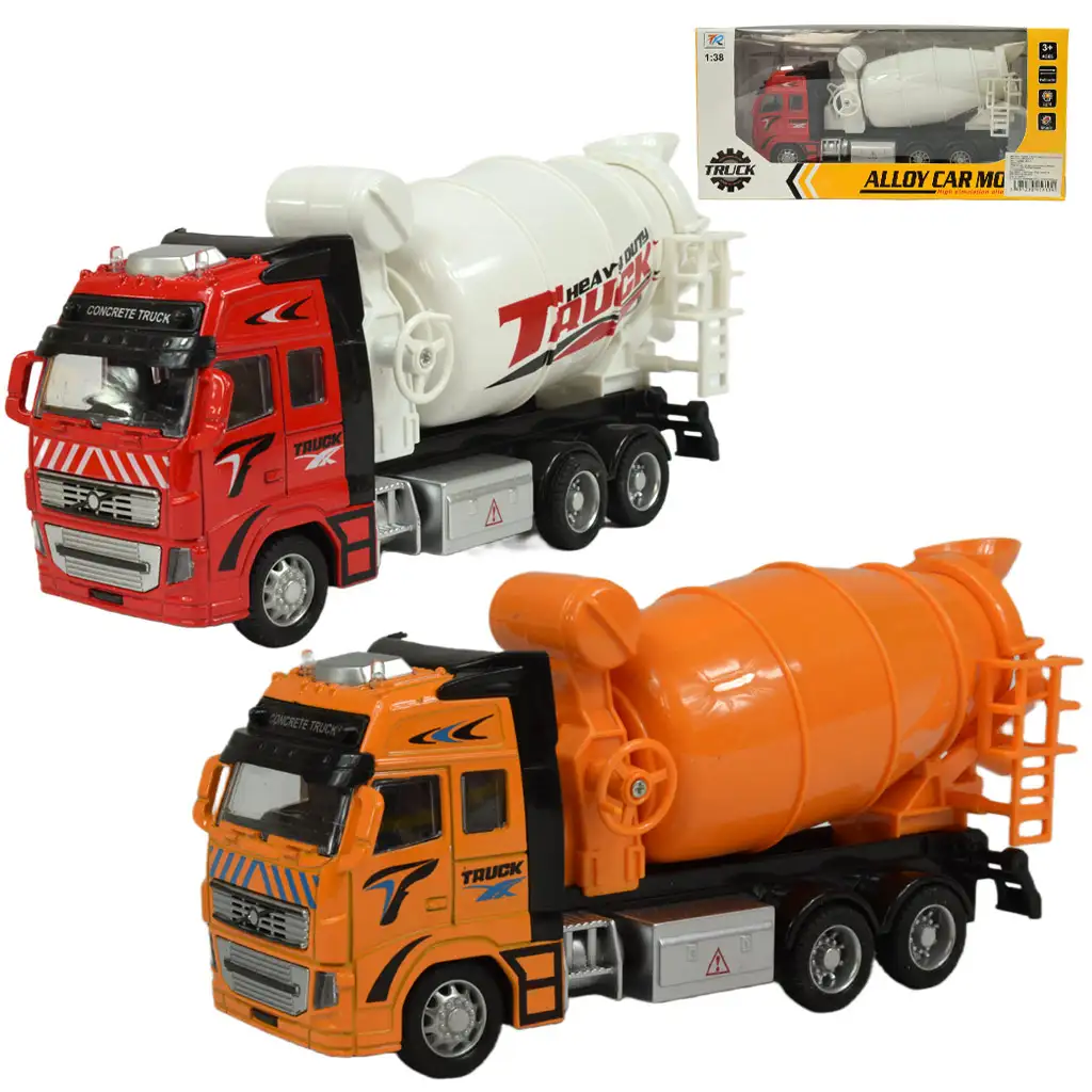 Alloy Car: Domiešavač betónu so zotrvačníkom, svetlom a zvukom v dvoch variantoch 19cm 1ks kép 1