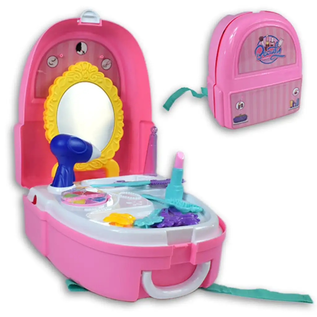 Ružový set krásy v batohu s mejkapom, zrkadlom a príslušenstvom kép 1